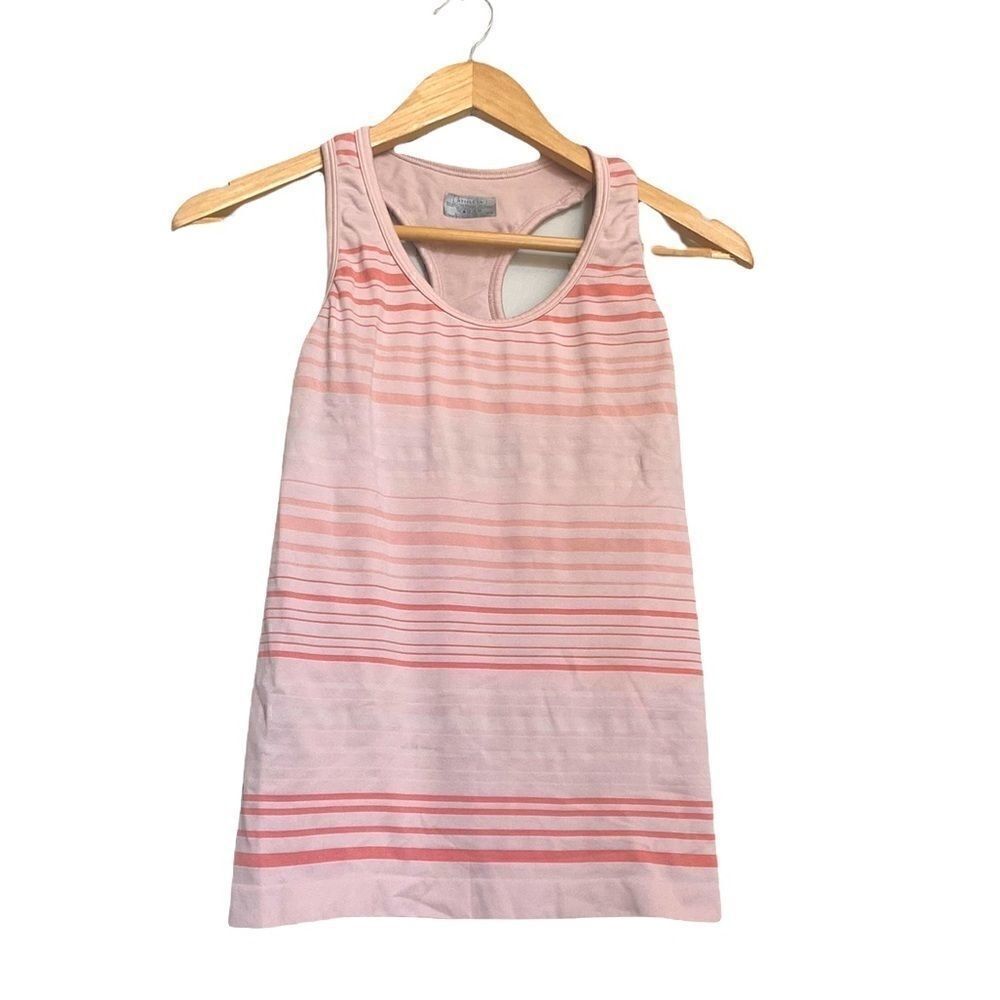 Athleta Rev Up Built-In Bra Seamless Workout Tank Pink Stripe XS